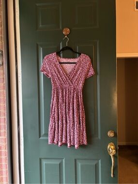 No Boundaries Burgundy and Cream Floral Dress